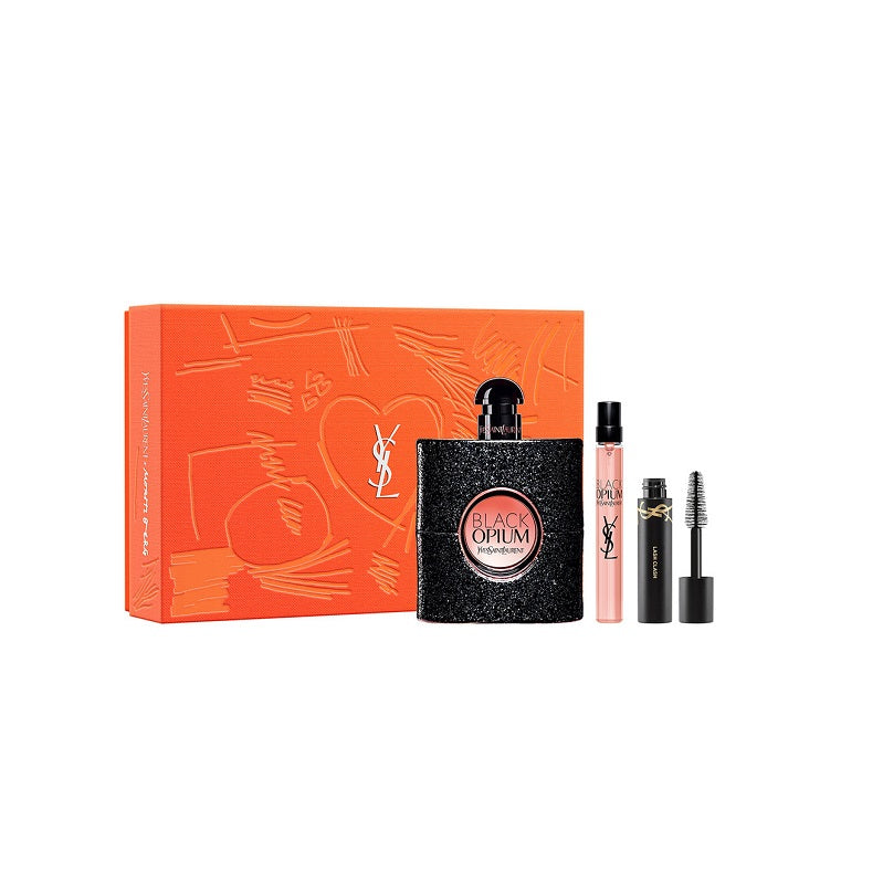 Set Cadou Black Opium , Apa de Parfum 90ml + Apa de Parfum 10ml + Mini Mascara