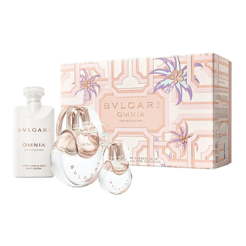 Set Cadou Omnia Crystalline, Apa de Toaleta 100ml + Mini Parfum 15ml + Lotiune de Corp 75ml
