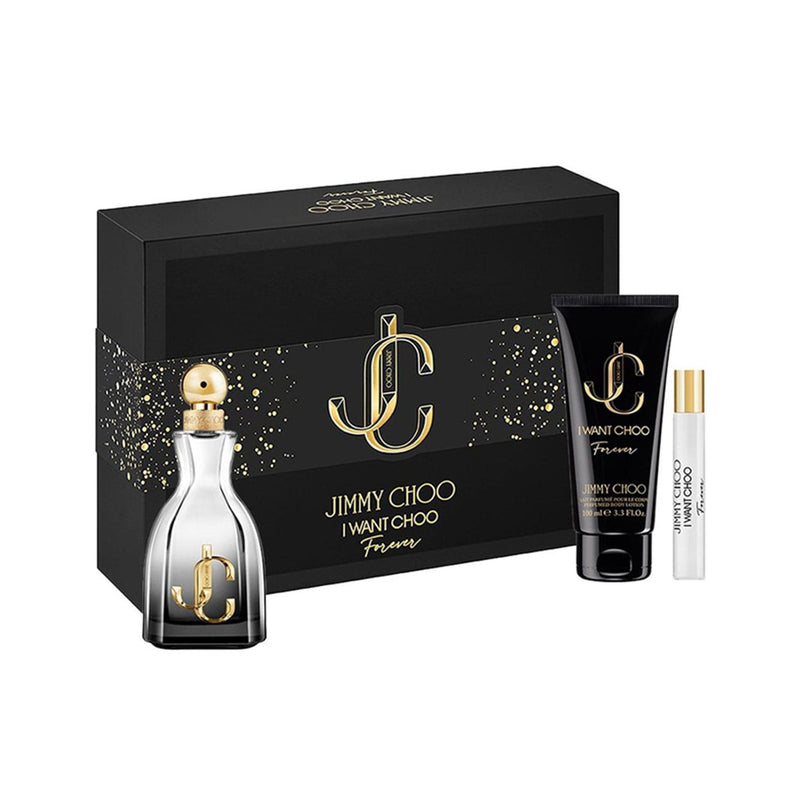 Jimmy Choo I Want Choo Forever, Set Cadou Femei, Apa de Parfum 100ml + 7,6ml Mini Parfum + Lotiune Corp 100mll