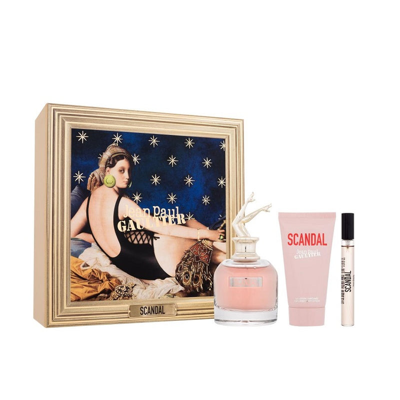 Set Cadou Scandal, Apa de Parfum 80ml + Mini Parfum 10ml + Lotiune de Corp 75ml