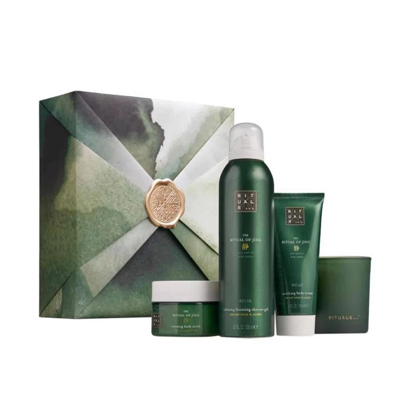 The Ritual of Jing , Exfoliant 125g + Gel de Dus 200ml + Lotiune de Corp 100ml + Lumanare Parfumata 140gr