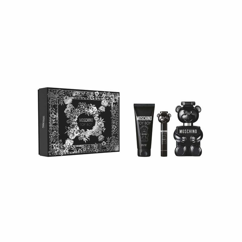 Moschino Set Cadou Barbati, Toy Boy, Apa de Parfum 100ml + Mini Parfum 10ml + Gel de Dus 100ml