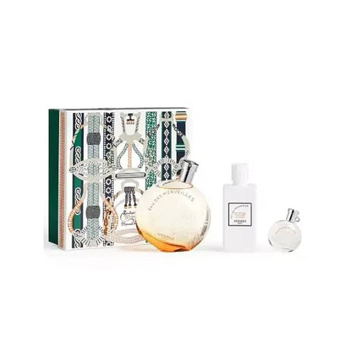 Hermes Set Cadou, Eau des Merveilles, Apa de Toaleta 100ml + Apa de Toaleta 7,5ml + Lotiune de Corp 80ml