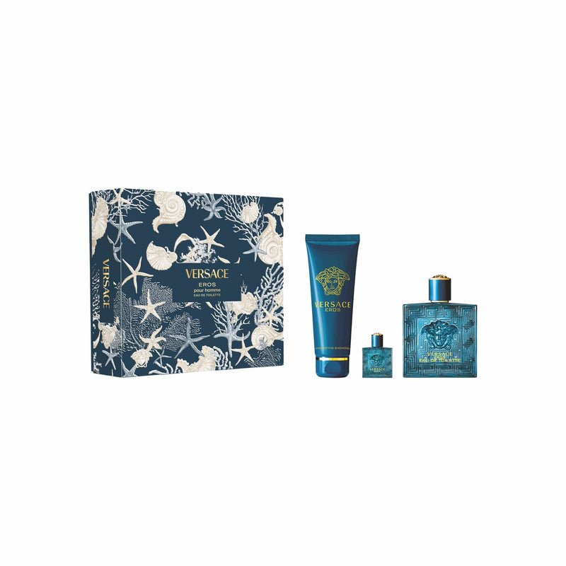 Versace Set Cadou Eros,  Apa de Toaleta 100ml + Mini Parfum 5ml + Shower Gel 150ml