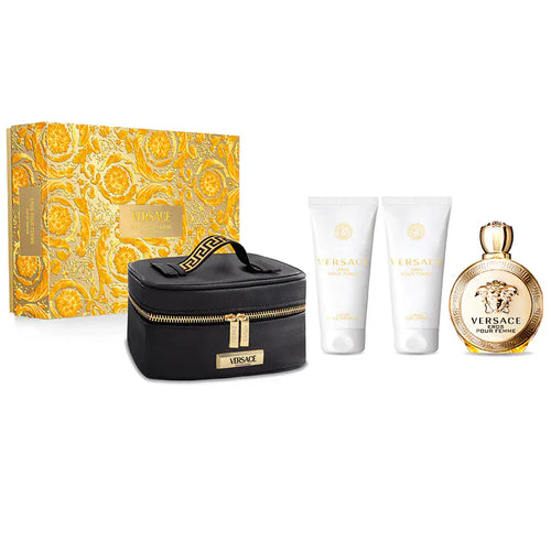 Versace Set Cadou Eros pour Femme , Apa de Parfum 100ml + Lotiune de Corp 100ml + Gel de Dus 100ml + Geanta Cadou