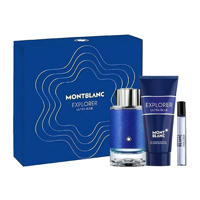 Mont Blanc Set Cadou Explorer Ultra Blue, Apa de Parfum 100ml + Apa de Parfum 7,5ml + Gel de Dus 100ml