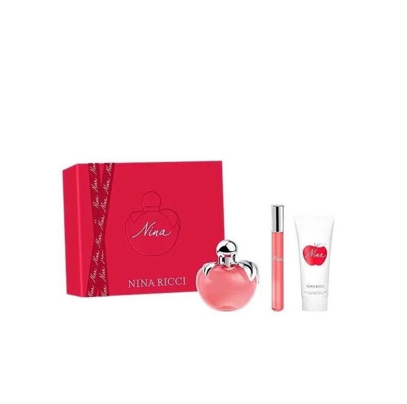 Nina Ricci Set Cadou Nina , 80 ML Apa de Toaleta + Roll On 10ml + 75 ML Lotiune de Corp