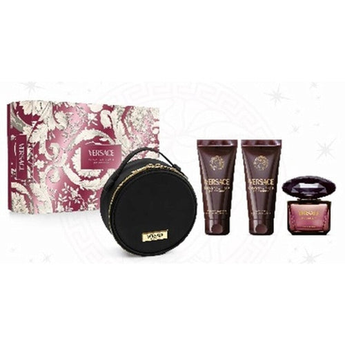 Versace Set Cadou Versace Crystal Noir,  Apa de Parfum 90ml + Lotiune de Corp 100ml + Gel de Dus 100ml + Cosmetic Bag
