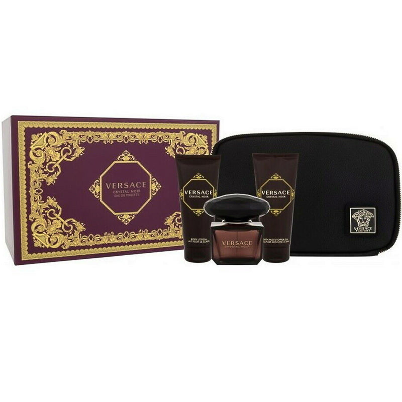 Set Cadou Versace Crystal Noir,  Eau de Toilette 90ml + Body Lotion 100ml + Shower Gel 100ml + Cosmetic Bag