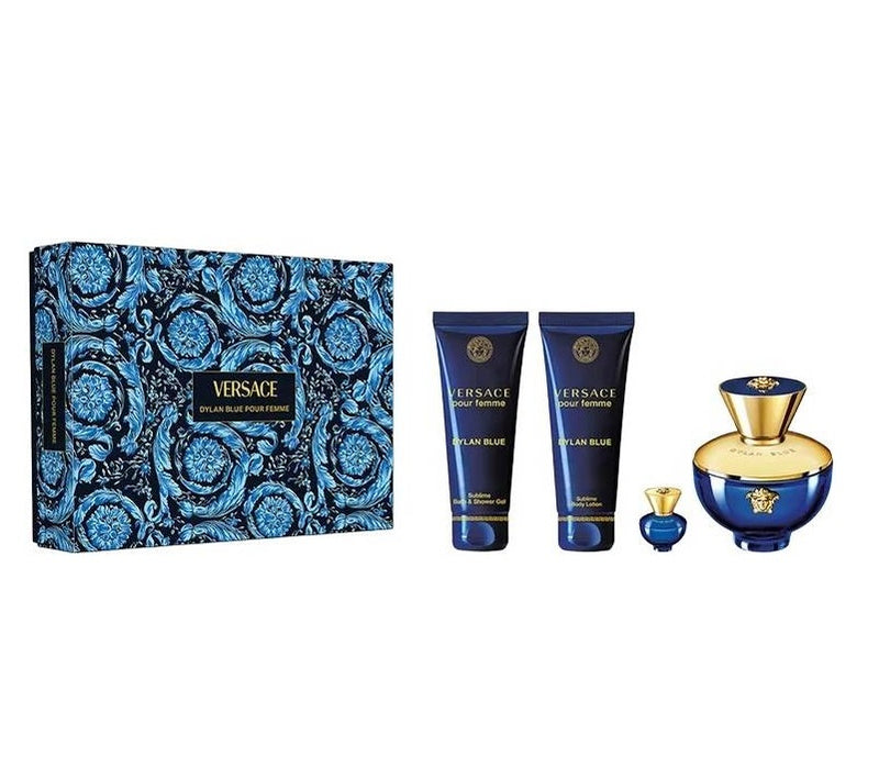 Set Cadou Dylan Blue pour Femme , Apa de Parfum 100ml + Apa de Parfum 5ml + Lotiune de Corp 100ml + Gel de Dus 100ml