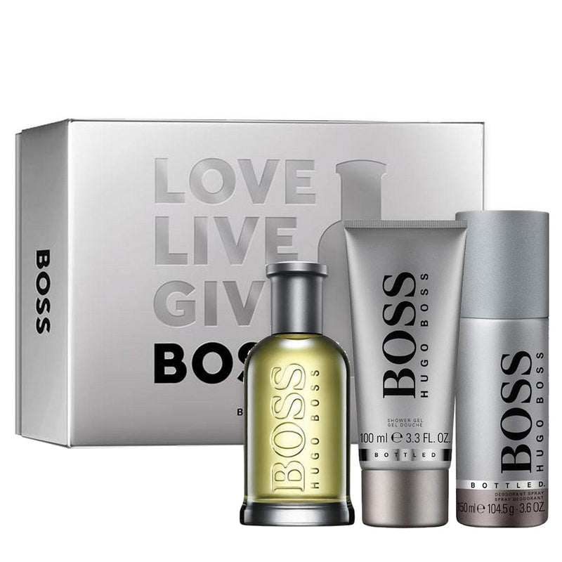 Set Cadou Boss Bottled, 100 ml Apa de Toaleta +100 ml Gel de Dus +150ml Deodorant Spray